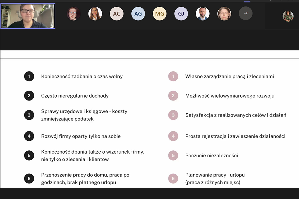 jeden z webinarów na platformie MS Teams